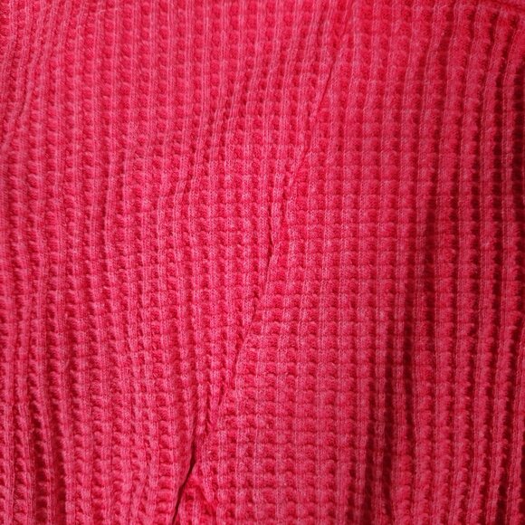 Free People FP One Mason Hoodie Cardigan Button Jacket Red Pink Waffle - Picture 14 of 16